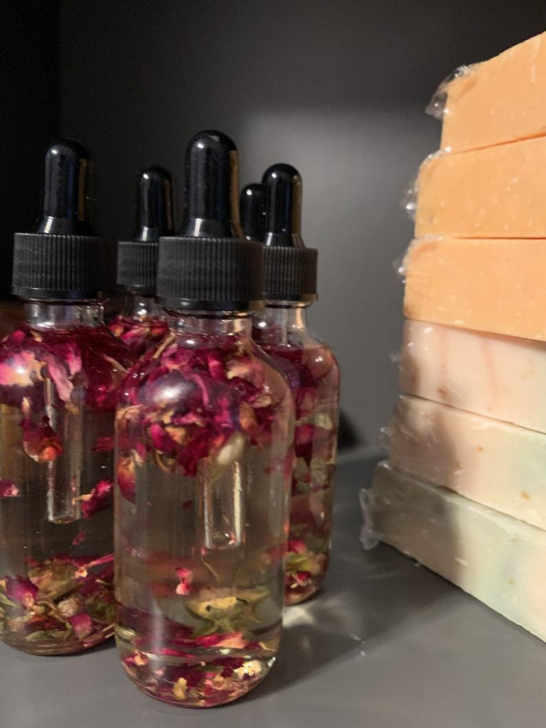 Rose Bloom Belly and Body Oil - Rose Infused Bath and Body Oil - Dropper Bottle